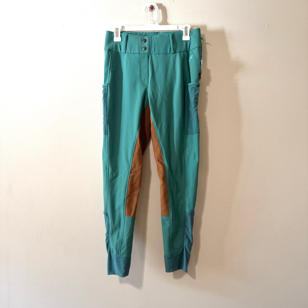 SmartPak Piper Teal Brown Suede Riding Pants Breeches Full Seat Dressage Medium